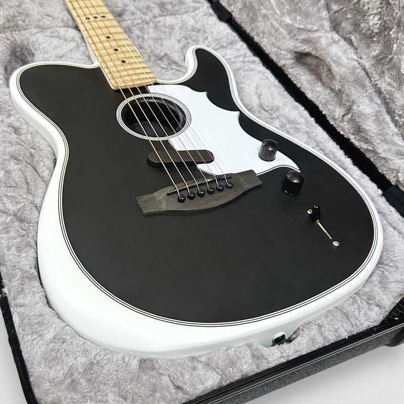 Fender Jack White Triplesonic Acoustasonic Telecaster Acoustic Electric Guitar - Satin Arctic White with Black Top