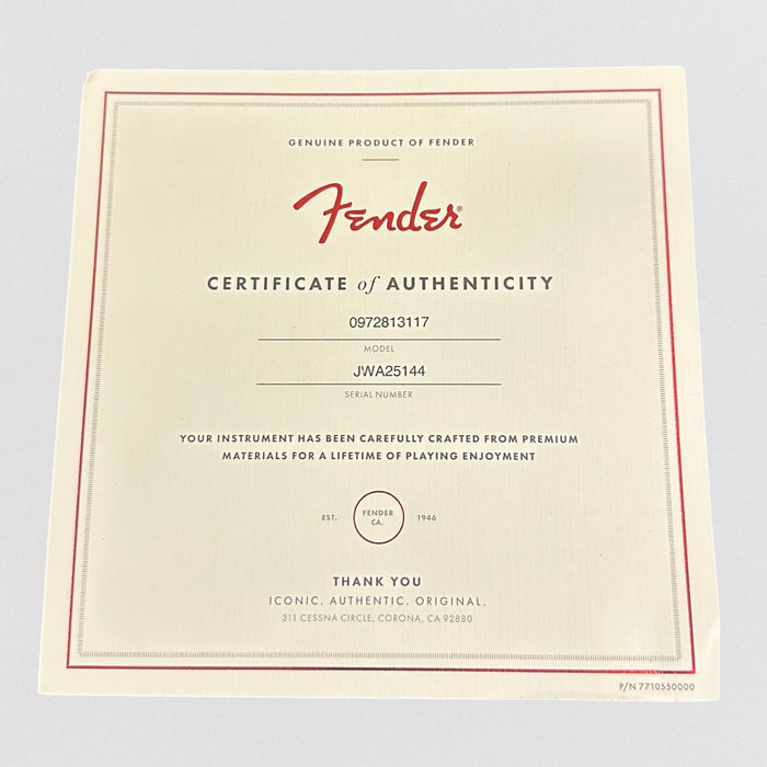 Fender Jack White Triplesonic Acoustasonic Telecaster Acoustic Electric Guitar - Satin Arctic White with Black Top