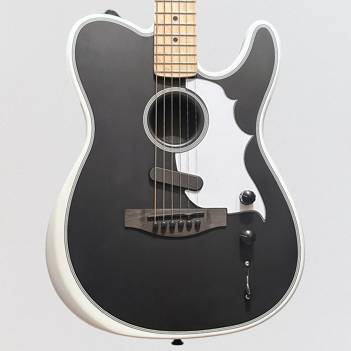 Fender Jack White Triplesonic Acoustasonic Telecaster Acoustic Electric Guitar - Satin Arctic White with Black Top