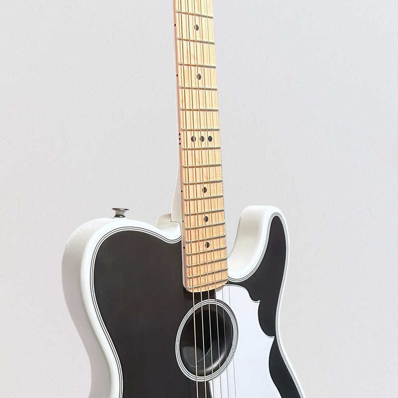 Fender Jack White Triplesonic Acoustasonic Telecaster Acoustic Electric Guitar - Satin Arctic White with Black Top