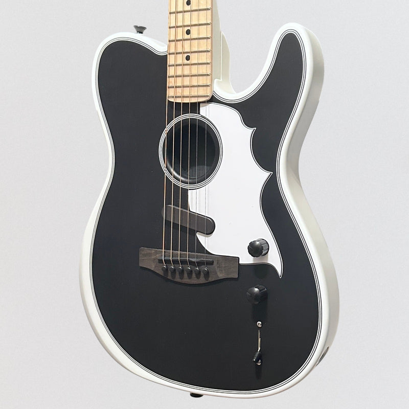 Fender Jack White Triplesonic Acoustasonic Telecaster Acoustic Electric Guitar - Satin Arctic White with Black Top
