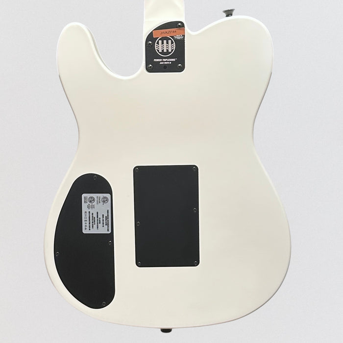 Fender Jack White Triplesonic Acoustasonic Telecaster Acoustic Electric Guitar - Satin Arctic White with Black Top