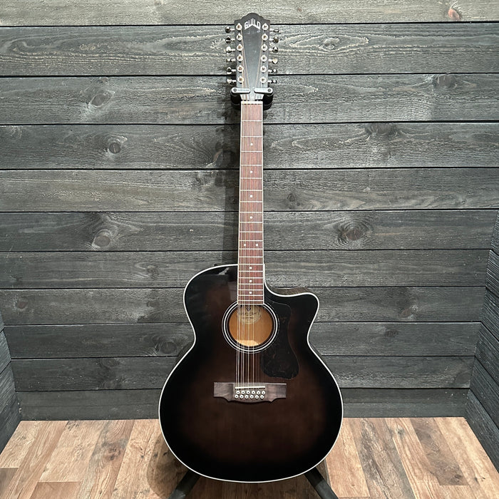 Guild F-2512CE Deluxe 12 String Jumbo Acoustic-Electric Guitar - Trans Black Burst