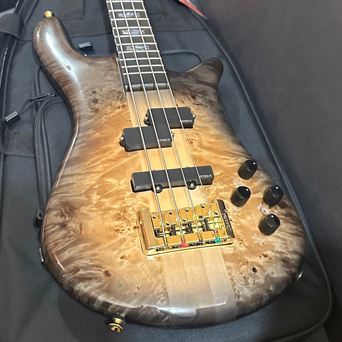 Spector Euro 4 Custom 4 String Electric Bass Guitar w/ Bag - Natural Black Burst Gloss