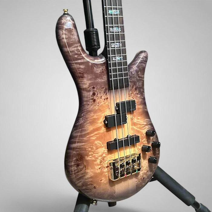 Spector Euro 4 Custom 4 String Electric Bass Guitar w/ Bag - Natural Black Burst Gloss