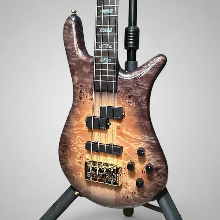 Spector Euro 4 Custom 4 String Electric Bass Guitar w/ Bag - Natural Black Burst Gloss