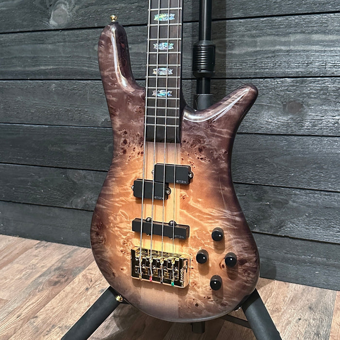 Spector Euro 4 Custom 4 String Electric Bass Guitar w/ Bag - Natural Black Burst Gloss