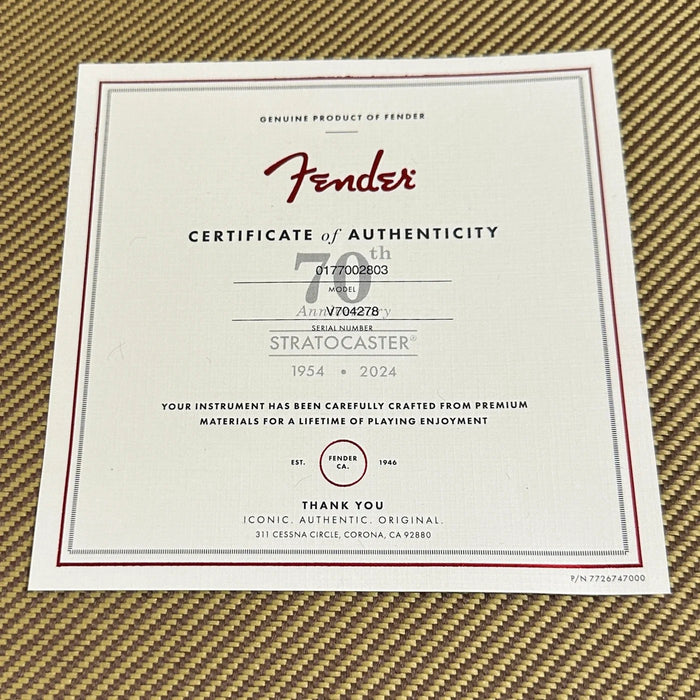 Fender 70th Anniversary American Vintage II 1954 Stratocaster Electric Guitar 2024 - Sunburst