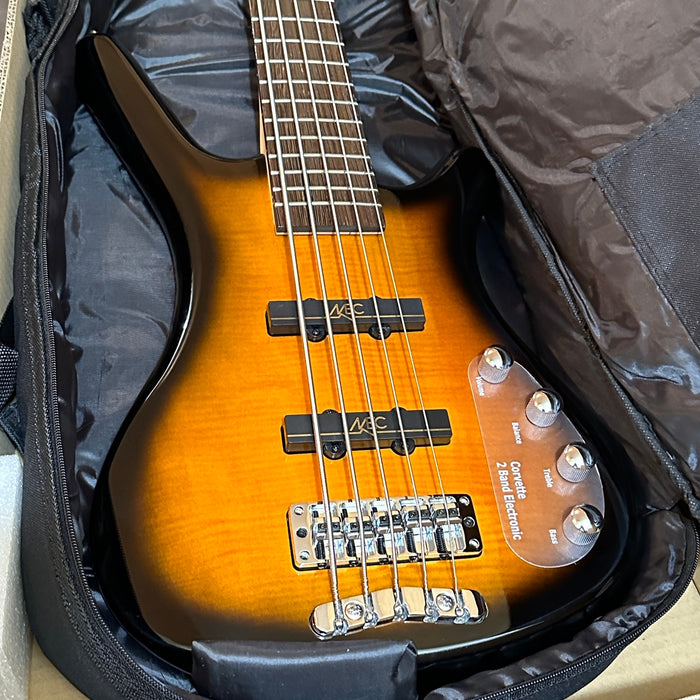 Warwick RockBass Corvette Classic 5 String Electric Bass Guitar - Sunburst