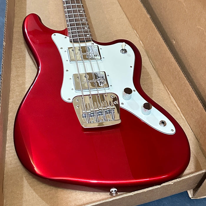 Fender Squier Limited Edition Paranormal Rascal Bass HH 4-String Electric Bass Guitar - Candy Apple Red