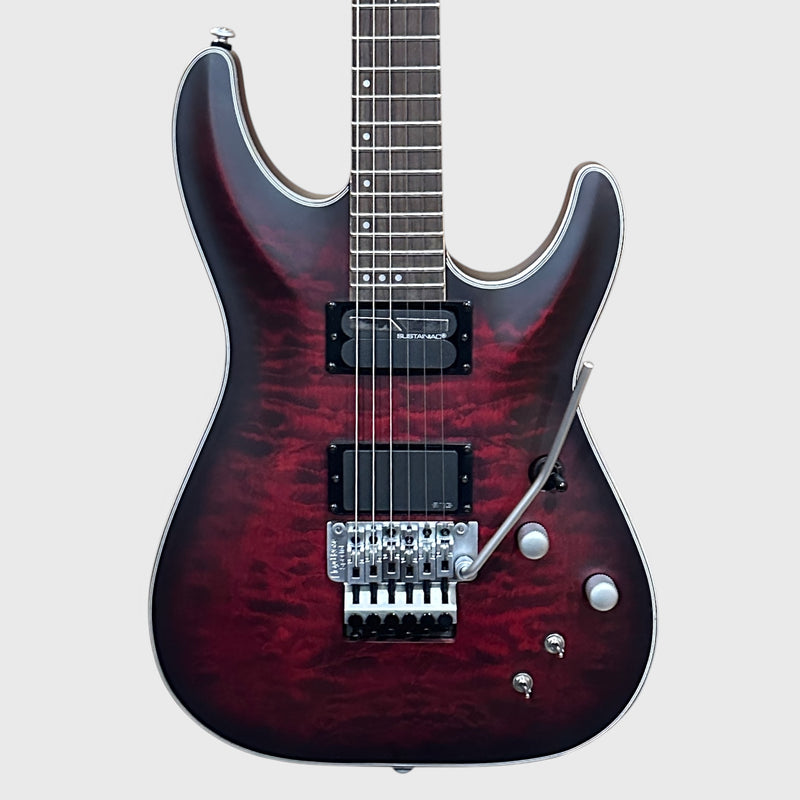 Schecter Guitar Research C-1 Platinum FR S Electric Guitar - Satin Crimson Red Burst