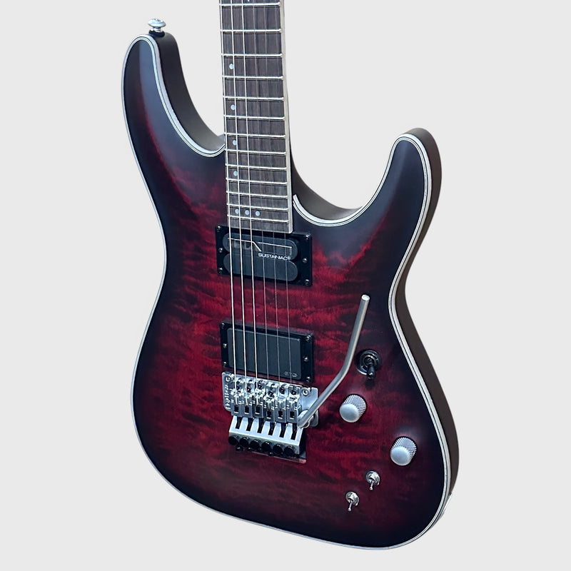 Schecter Guitar Research C-1 Platinum FR S Electric Guitar - Satin Crimson Red Burst
