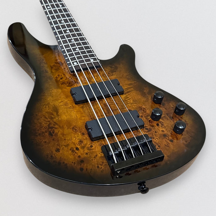 Schecter C-5 Standard 5 String Electric Bass Guitar - Tobacco Burl