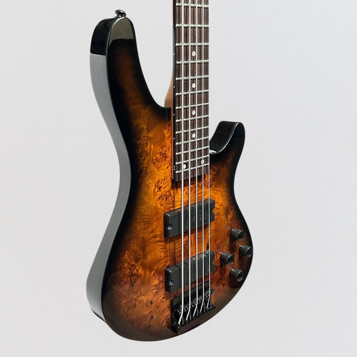 Schecter C-5 Standard 5 String Electric Bass Guitar - Tobacco Burl