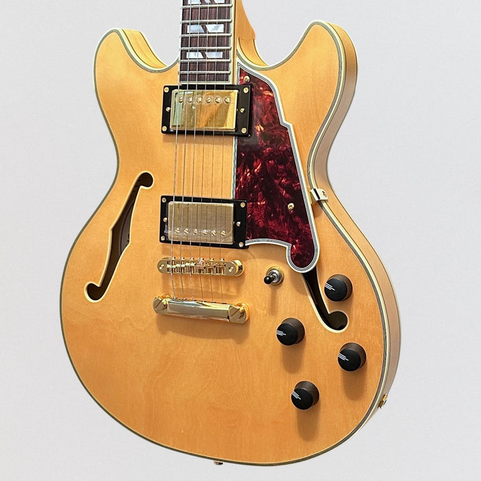 D'Angelico Deluxe Mini DC Semi Hollow Body Electric Guitar - Satin Honey