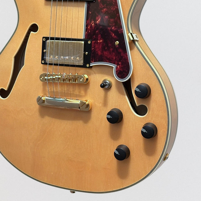 D'Angelico Deluxe Mini DC Semi Hollow Body Electric Guitar - Satin Honey