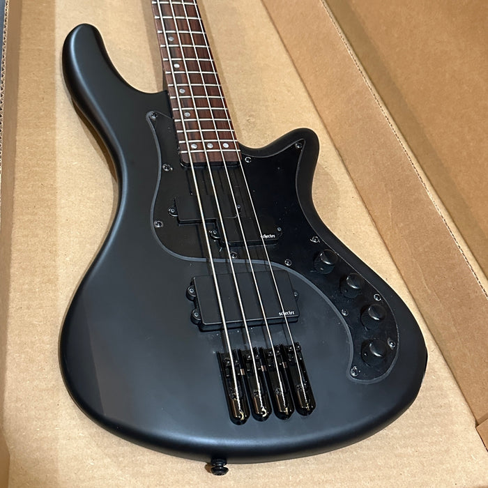 Schecter Stiletto Stealth 4 String Satin Black Electric Bass Guitar - Black