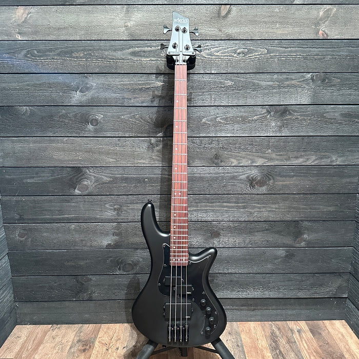 Schecter Stiletto Stealth 4 String Satin Black Electric Bass Guitar - Black