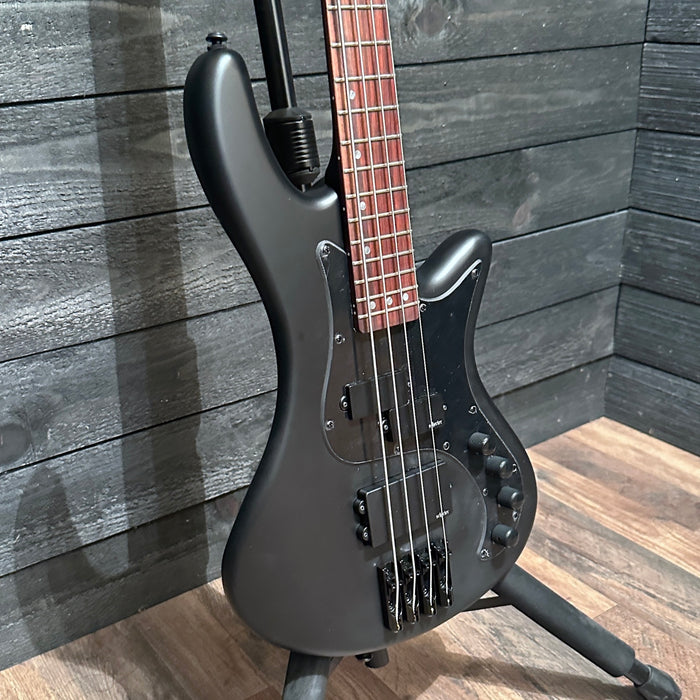 Schecter Stiletto Stealth 4 String Satin Black Electric Bass Guitar - Black