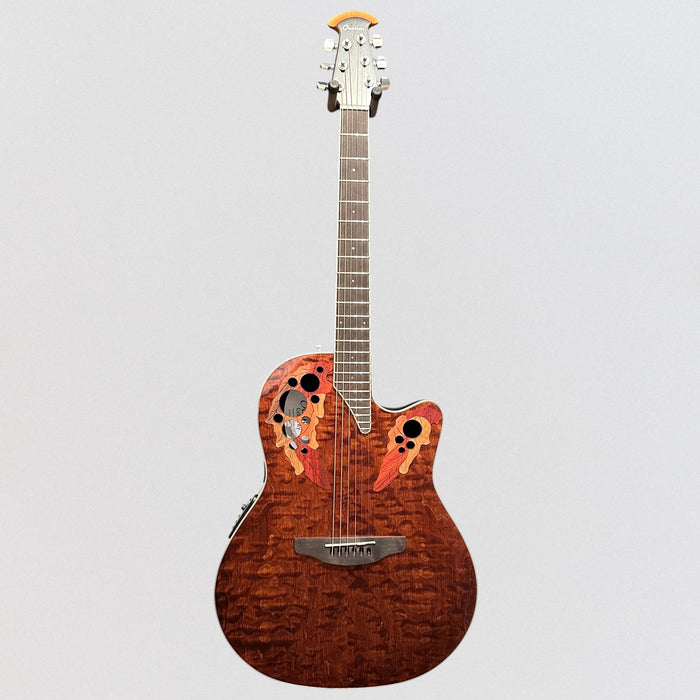 Ovation Celebrity Elite CE48P-TGE Super Shallow Acoustic-Electric Guitar - Tiger Eye