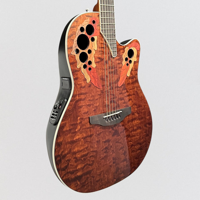 Ovation Celebrity Elite CE48P-TGE Super Shallow Acoustic-Electric Guitar - Tiger Eye