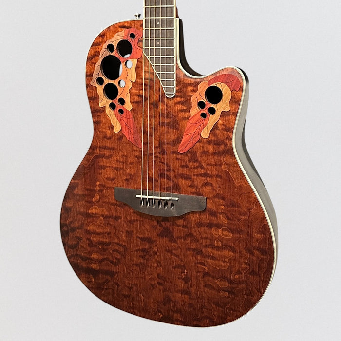 Ovation Celebrity Elite CE48P-TGE Super Shallow Acoustic-Electric Guitar - Tiger Eye