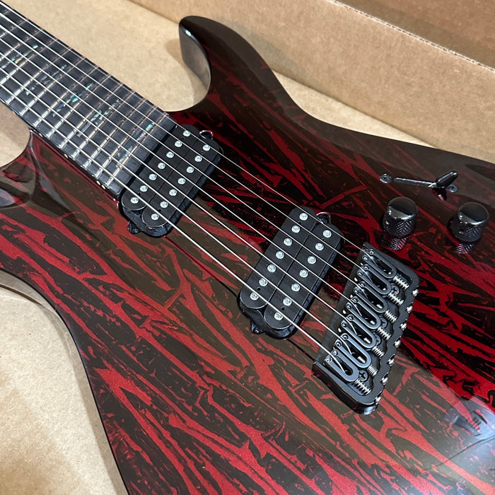 Schecter C-7 Multiscale Silver Mountain Electric Guitar - Blood Moon