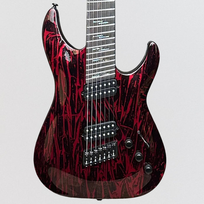 Schecter C-7 Multiscale Silver Mountain Electric Guitar - Blood Moon