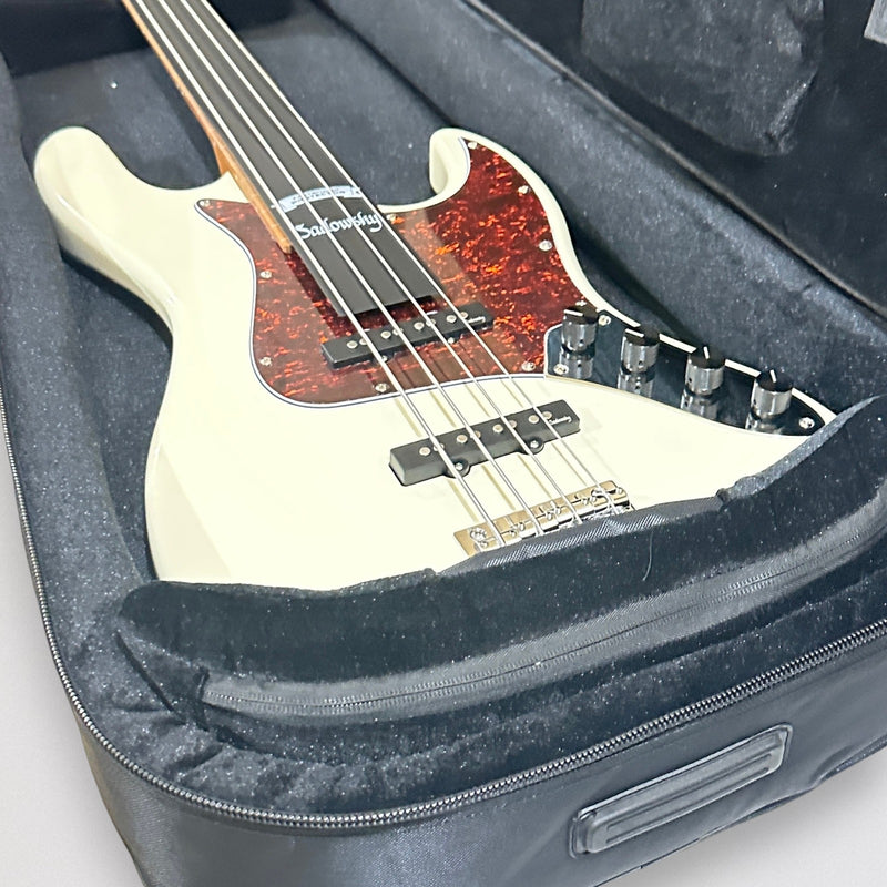 Sadowsky MetroExpress Vintage JJ Morado Board 4 String Fretless Electric Bass Guitar - White