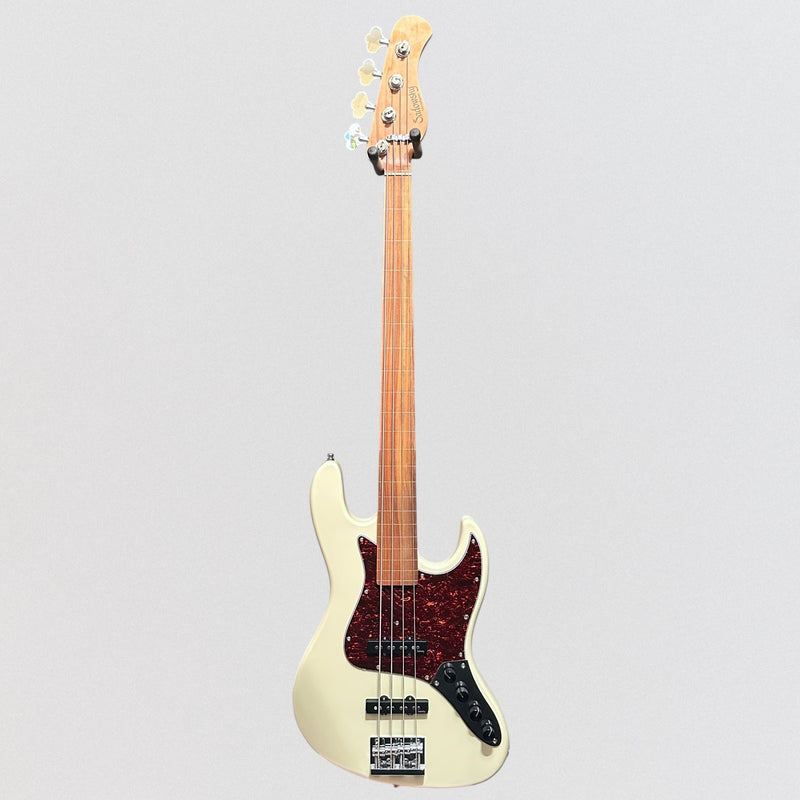 Sadowsky MetroExpress Vintage JJ Morado Board 4 String Fretless Electric Bass Guitar - White