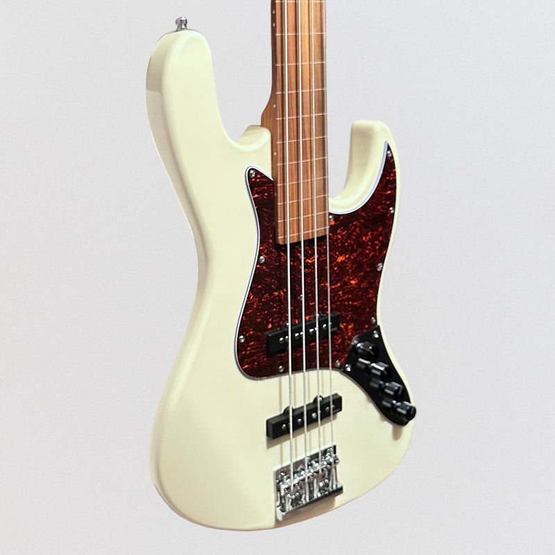 Sadowsky MetroExpress Vintage JJ Morado Board 4 String Fretless Electric Bass Guitar - White