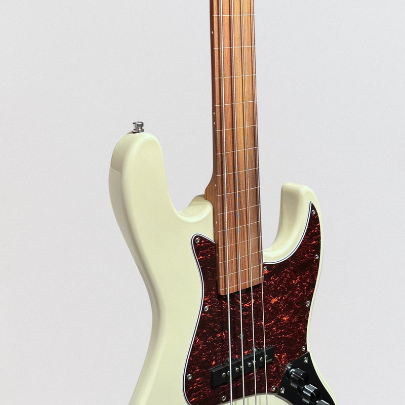 Sadowsky MetroExpress Vintage JJ Morado Board 4 String Fretless Electric Bass Guitar - White