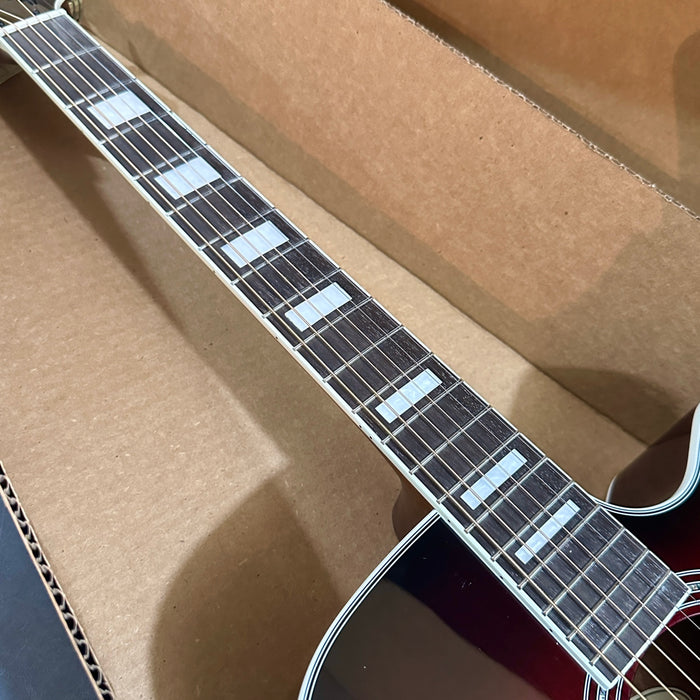 D'Angelico Premier Bowery Cutaway Dreadnought Acoustic-Electric Guitar - Trans Black Cherry Burst