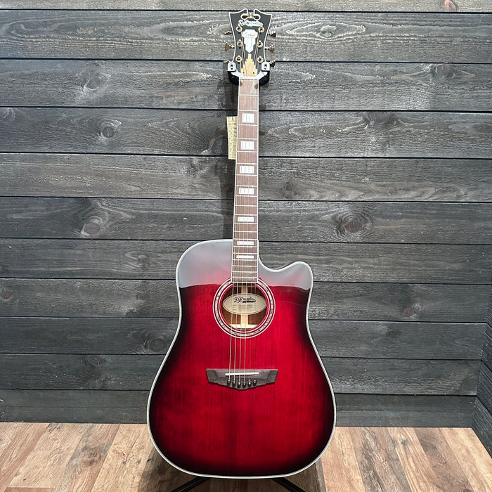 D'Angelico Premier Bowery Cutaway Dreadnought Acoustic-Electric Guitar - Trans Black Cherry Burst