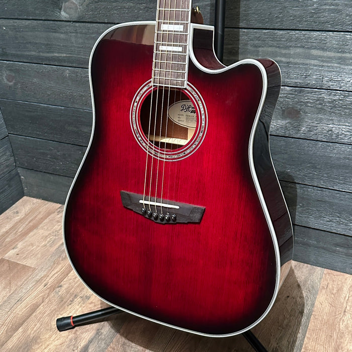 D'Angelico Premier Bowery Cutaway Dreadnought Acoustic-Electric Guitar - Trans Black Cherry Burst