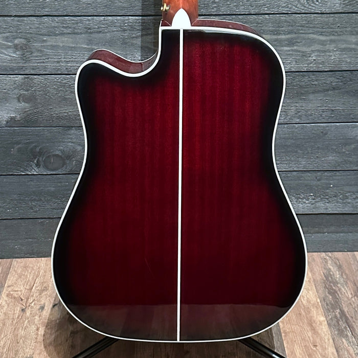 D'Angelico Premier Bowery Cutaway Dreadnought Acoustic-Electric Guitar - Trans Black Cherry Burst