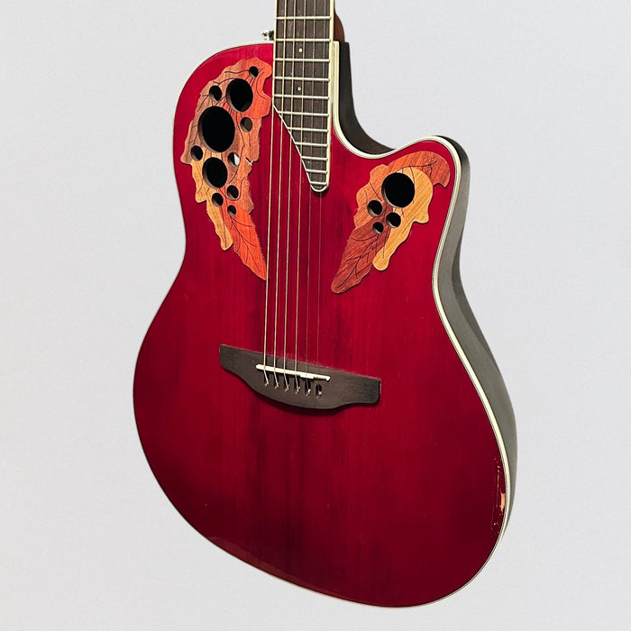Ovation CE48-RR-G Celebrity Series Elite Super Shallow Acoustic-Electric Guitar - Ruby Red