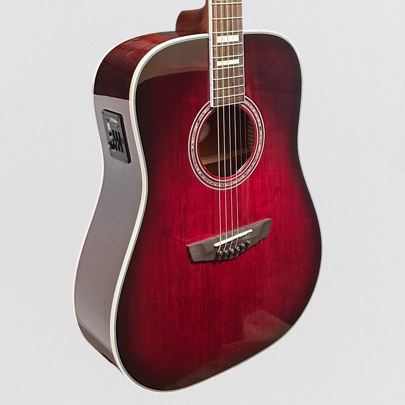 D'Angelico Premier Series Lexington Dreadnought Acoustic-Electric Guitar - Trans Black Cherry Burst