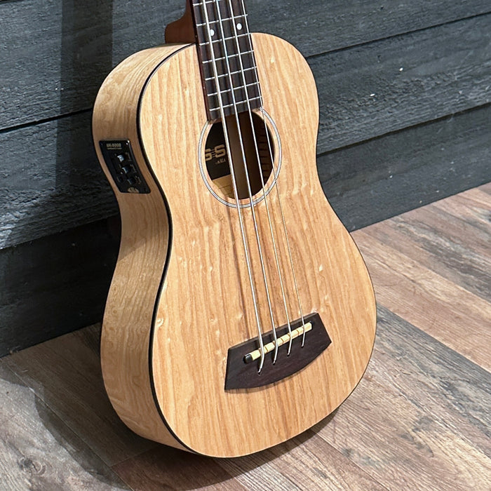 Kala U•BASS Quilted Ash 4 String Acoustic Electric Bass Guitar - Natural