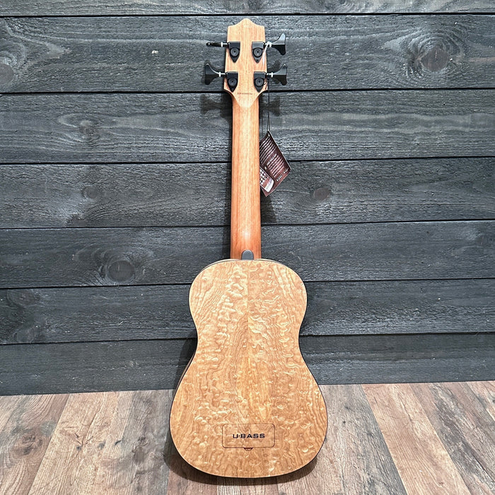 Kala U•BASS Quilted Ash 4 String Acoustic Electric Bass Guitar - Natural