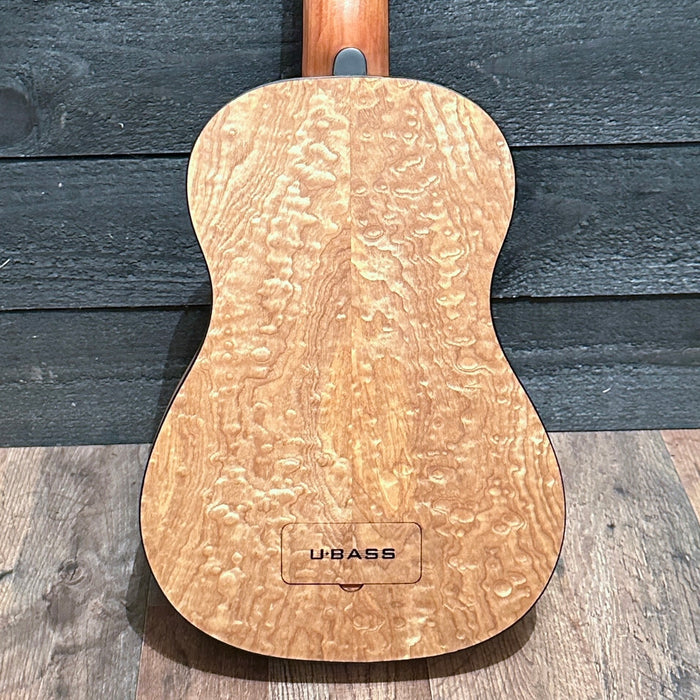 Kala U•BASS Quilted Ash 4 String Acoustic Electric Bass Guitar - Natural
