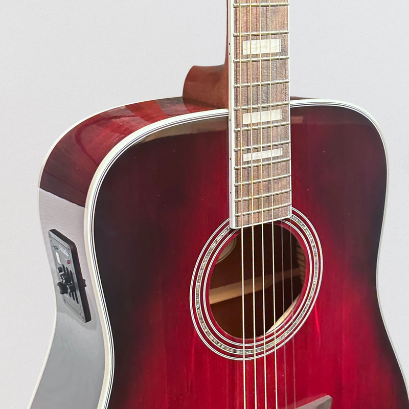 D'Angelico Premier Series Lexington Dreadnought Acoustic-Electric Guitar - Trans Black Cherry Burst