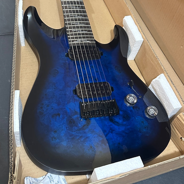 Schecter Omen Elite 7-String Electric Guitar - See Thru Blue Burst