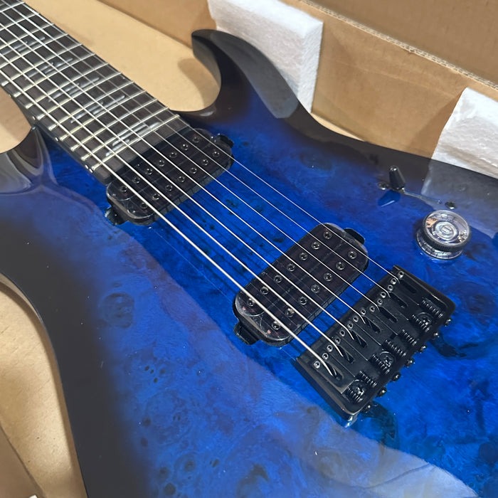Schecter Omen Elite 7-String Electric Guitar - See Thru Blue Burst
