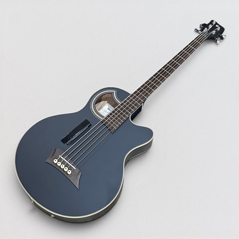 Warwick RockBass Alien Deluxe Thinline Hybrid 5 String Acoustic Electric Bass Guitar - Black Satin