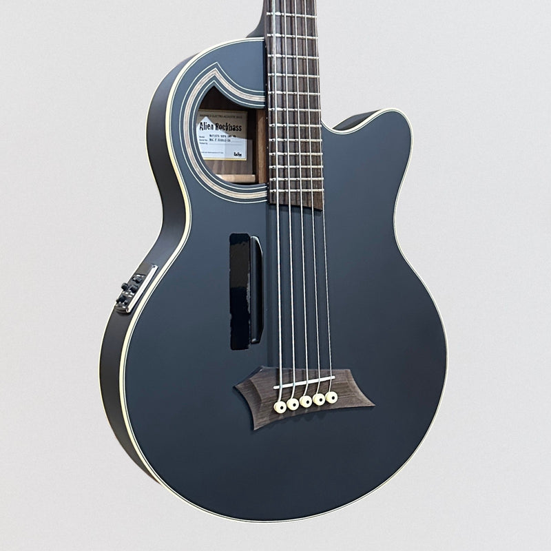 Warwick RockBass Alien Deluxe Thinline Hybrid 5 String Acoustic Electric Bass Guitar - Black Satin