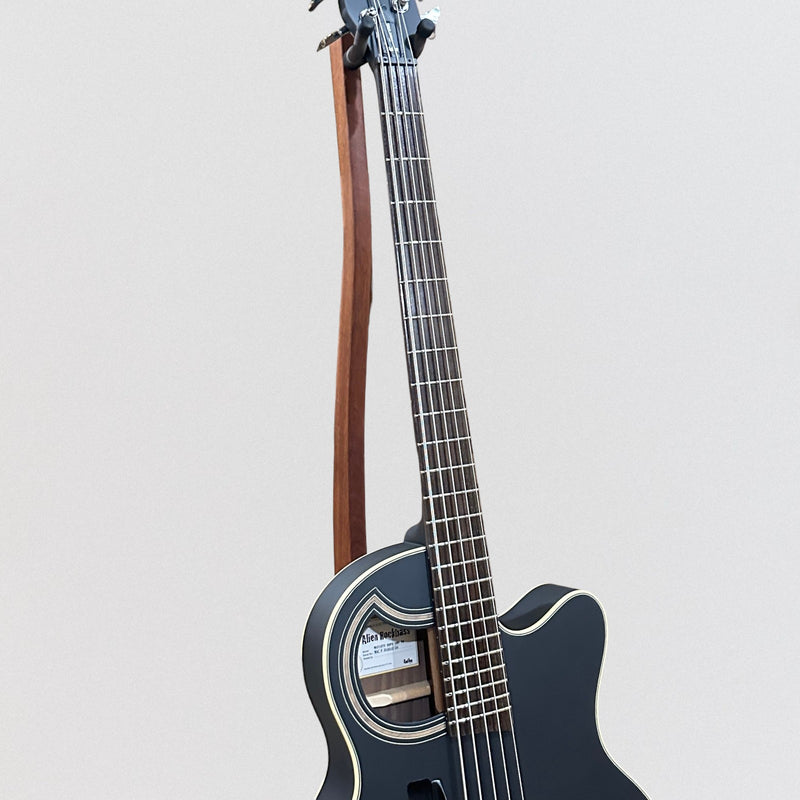 Warwick RockBass Alien Deluxe Thinline Hybrid 5 String Acoustic Electric Bass Guitar - Black Satin