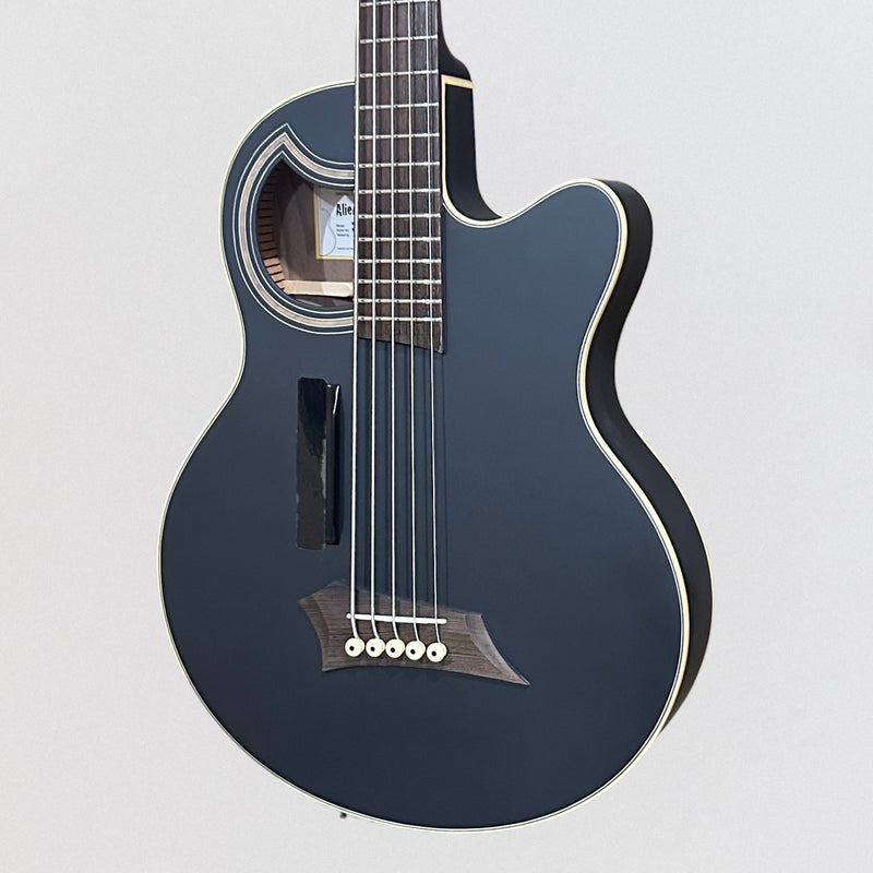 Warwick RockBass Alien Deluxe Thinline Hybrid 5 String Acoustic Electric Bass Guitar - Black Satin