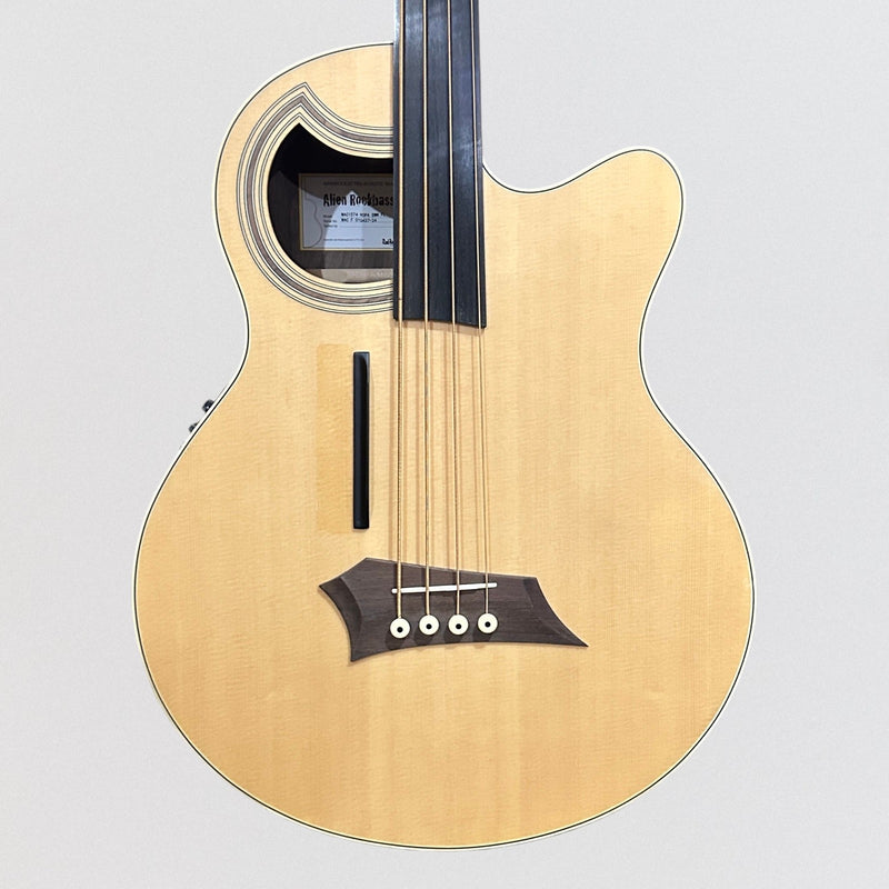 Warwick Rockbass Alien Deluxe 4 String Fretless Acoustic Electric Bass Guitar - Natural