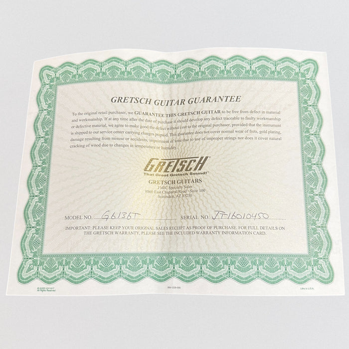 Gretsch G6136T White Falcon Hollow Body Bigsby MIJ Electric Guitar - White